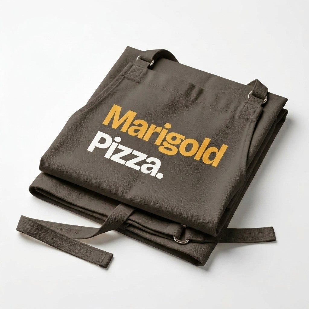 Marigold Pizza branded apron