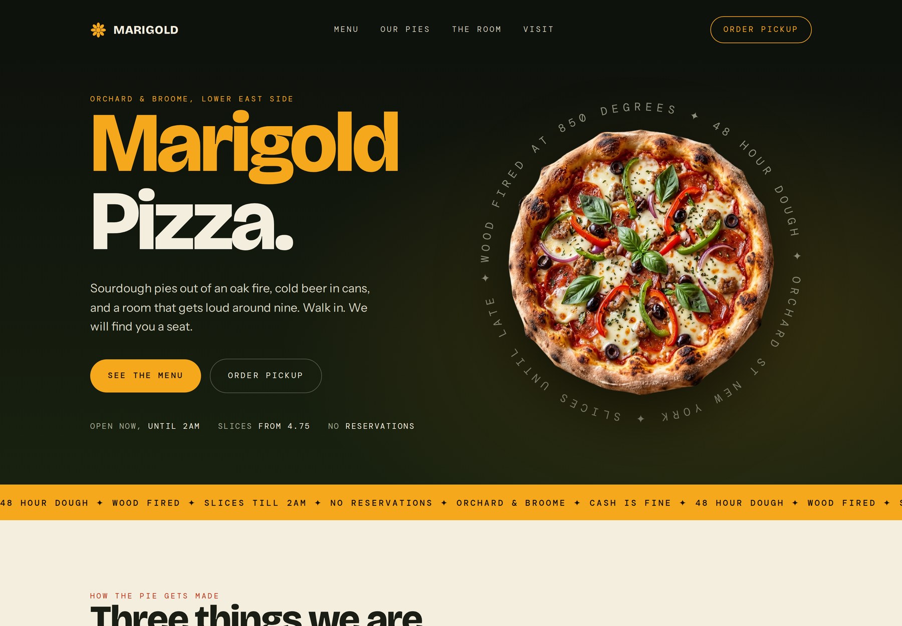 Marigold Pizza sample website